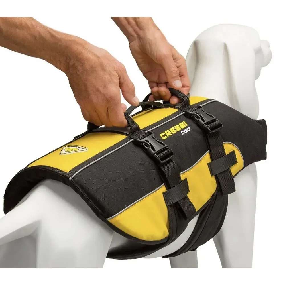 Cressi DLJ Dog Life Jacket Float Vest Black Yellow Size Large New - Picture 4 of 7